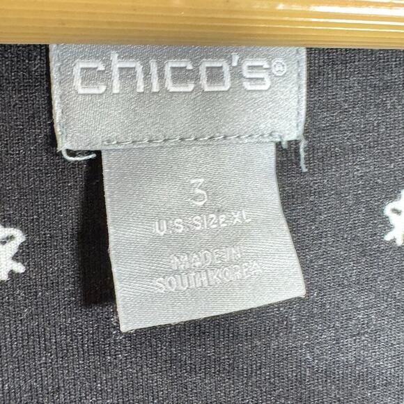 Chicos Womens Blouse 3/4 Sleeve Paisley size XL Yellow Black Rayon Stretch - Picture 3 of 8